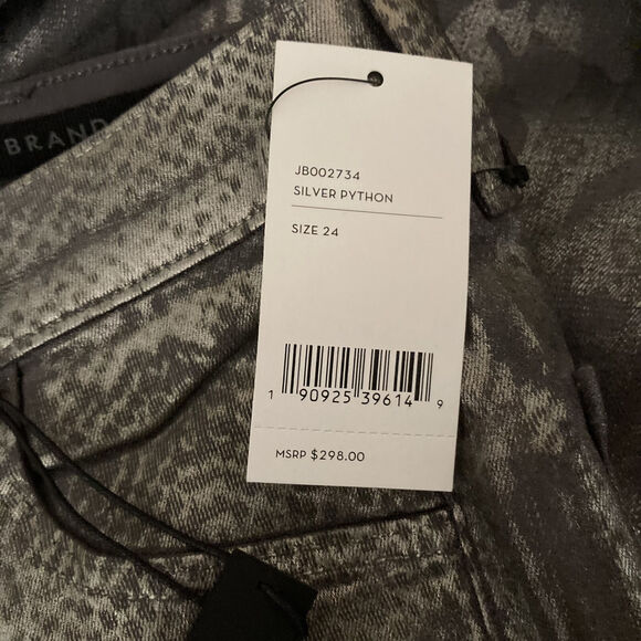 NEW! J BRAND WOMENS SILVER PYTHON LEENAH HIGH RISE ANKLE SKINNY JEANS SIZE 24 - Picture 12 of 12